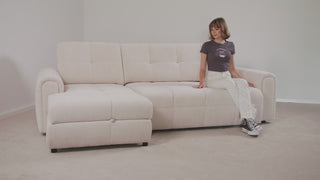 Narożnik CLOUD rozkładany elektrycznie na przycisk z pojemnikiem na pościel