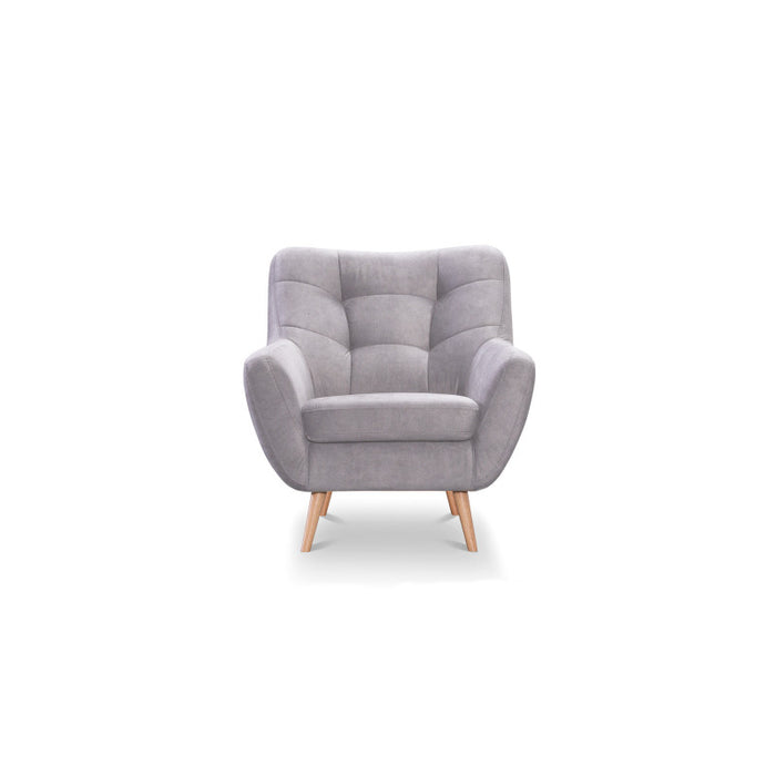 NORDI lounge armchair, quilted, on wooden legs