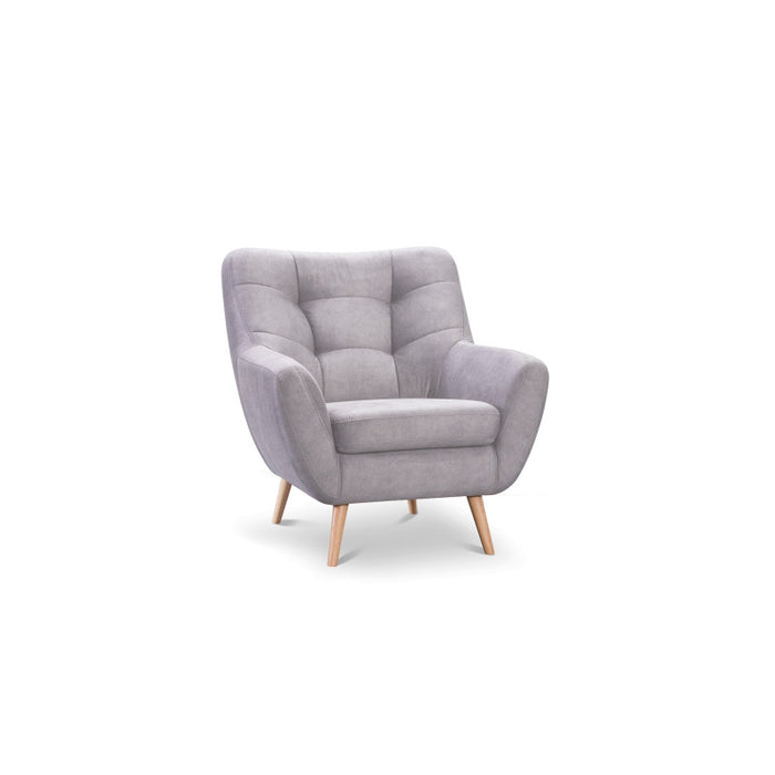NORDI lounge armchair, quilted, on wooden legs