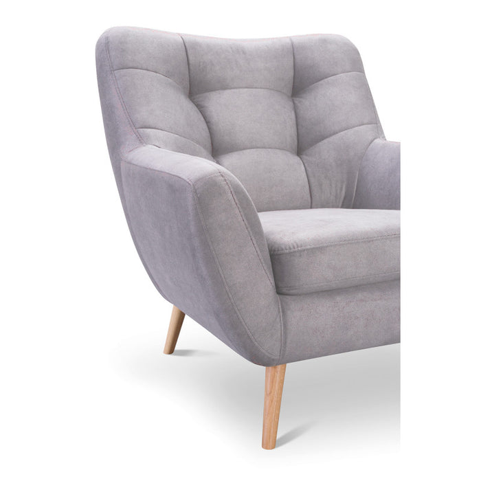 NORDI lounge armchair, quilted, on wooden legs