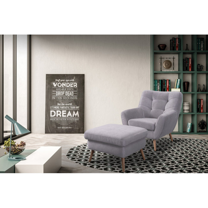 NORDI lounge armchair, quilted, on wooden legs