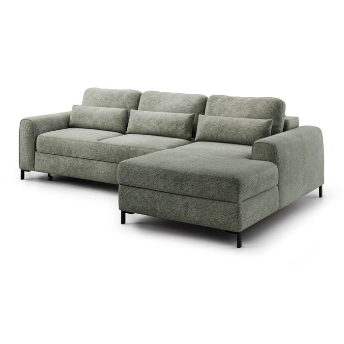 DREAM corner sofa with sleeping function, storage space and movable headrests