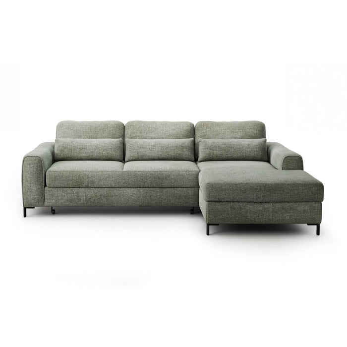 DREAM corner sofa with sleeping function, storage space and movable headrests