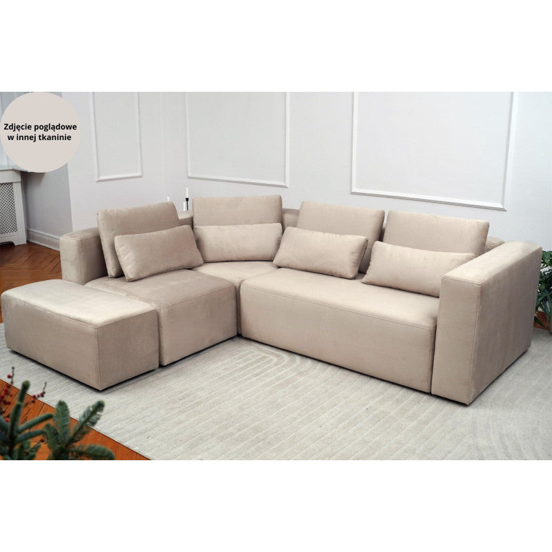Large corner sofa FLEXI with sleeping function DL and bedding container