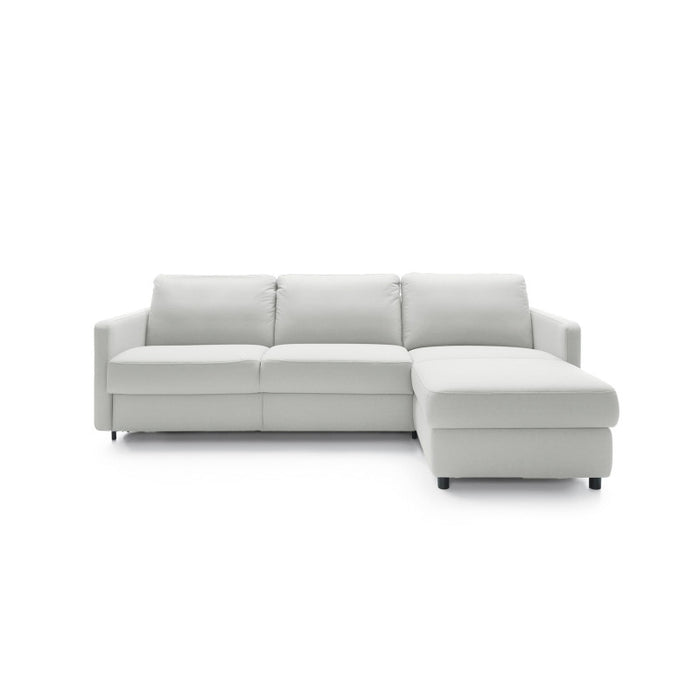 EMA corner sofa with daily sleeping function, Italian STANDARD frame with a 160 cm mattress and a bedding container