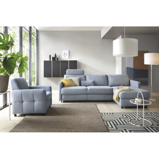 Narożnik EMA z funkcją spania codziennego stelaż włoski PRO z materacem 160cm i pojemnikiem na pościel