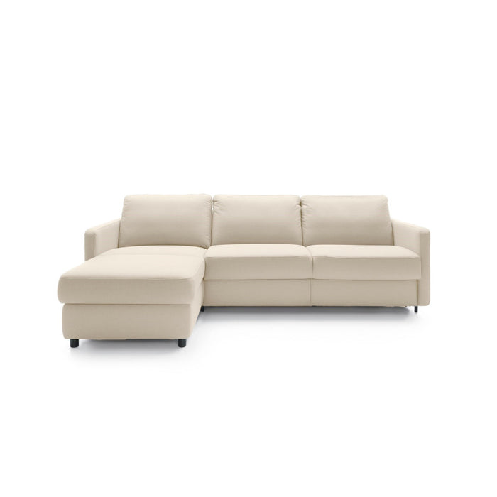 EMA corner sofa with daily sleeping function, Italian STANDARD frame with a 160 cm mattress and a bedding container