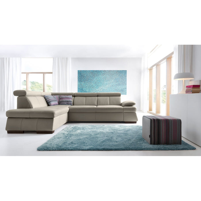 Narożnik MALPENSA rozkładany z pojemnikiem i ruchomymi zagłówkami + pufa gratis