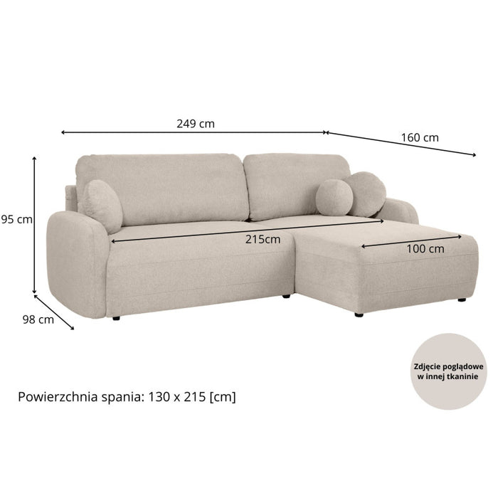 Large corner sofa BLISS with sleeping function and storage