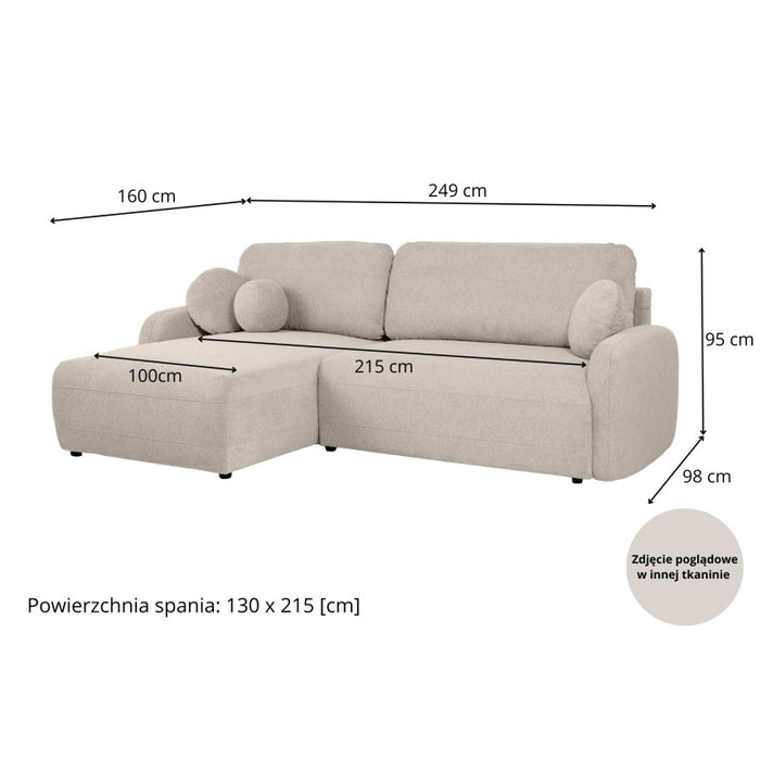 Large corner sofa BLISS with sleeping function and storage