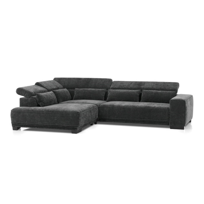 PULA corner sofa bed with movable headrests and a container 