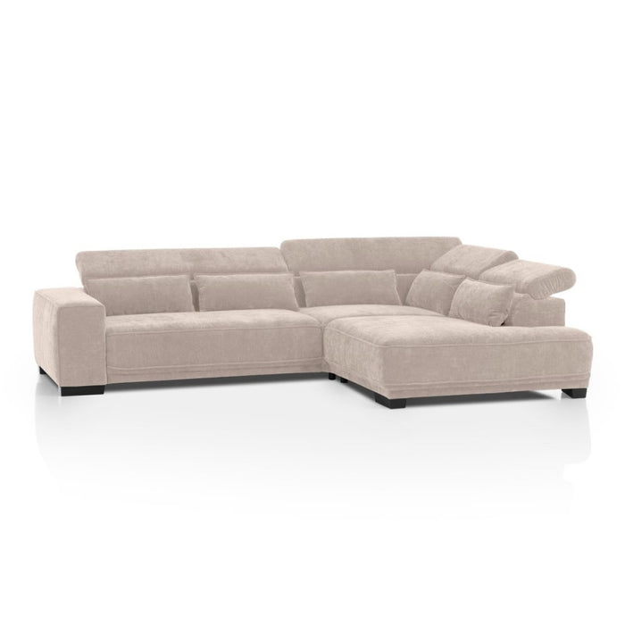 PULA corner sofa bed with movable headrests and a container 