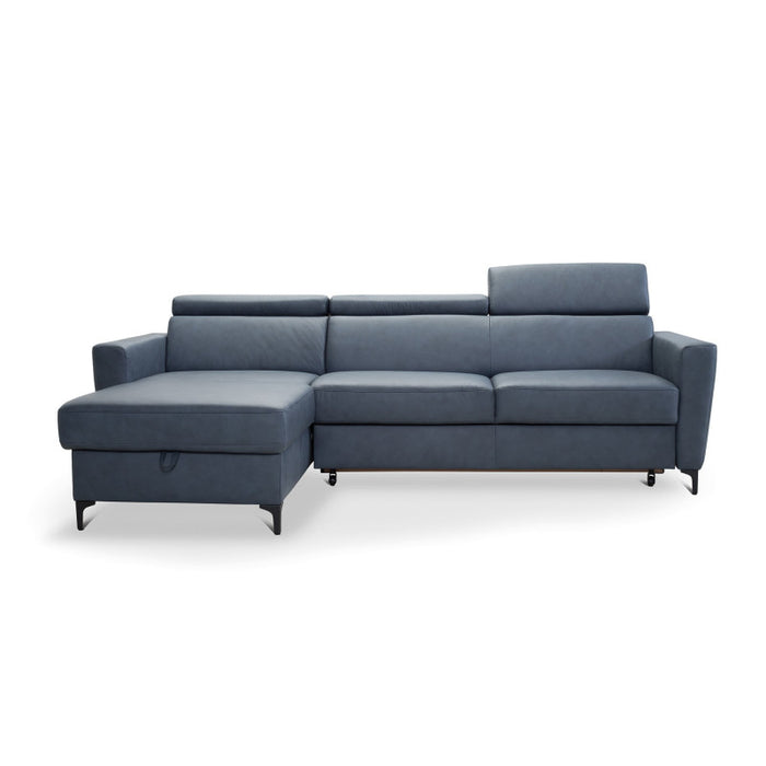 APOLLO leather corner sofa with storage and movable headrests