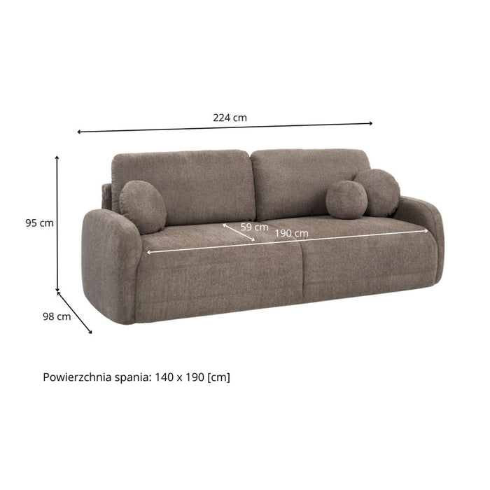 BLISS 3-seater sofa with sleeping function and bedding container