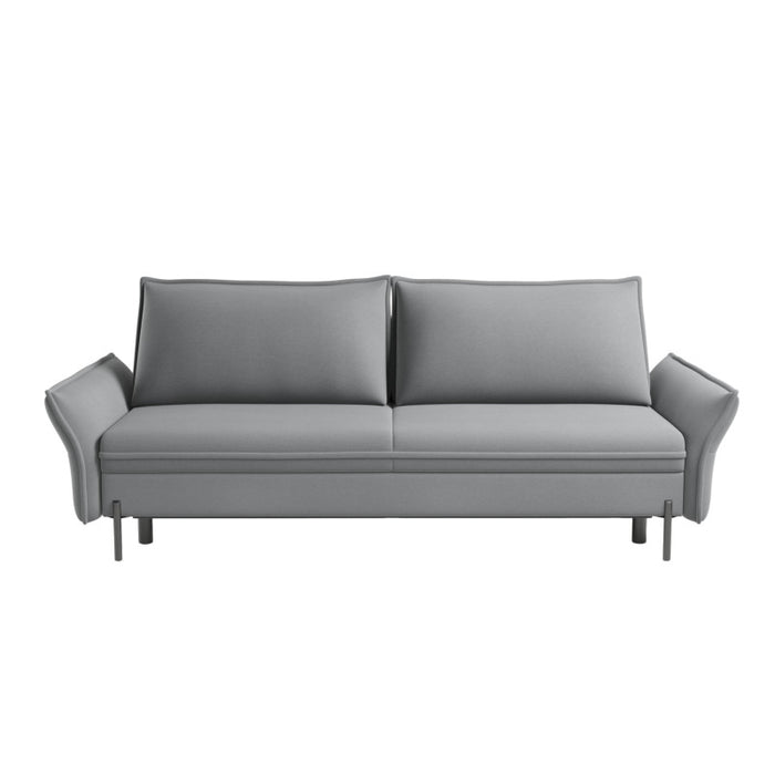 Sofa NEXO z funkcją spania DL oraz pojemnikiem na czarnych metalowych nóżkach