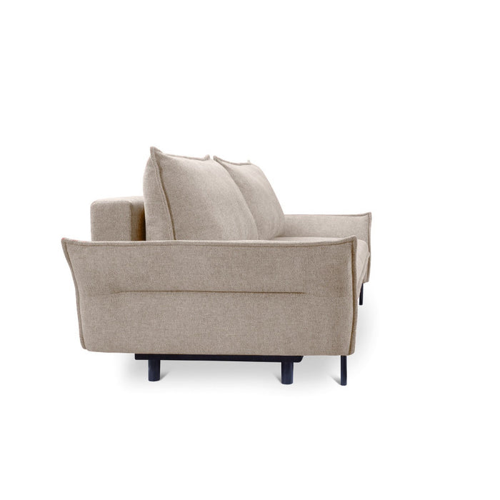 Sofa NEXO z funkcją spania DL oraz pojemnikiem na czarnych metalowych nóżkach