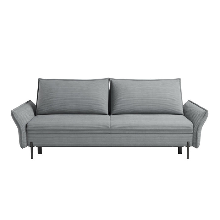 Sofa NEXO z funkcją spania DL oraz pojemnikiem na czarnych metalowych nóżkach