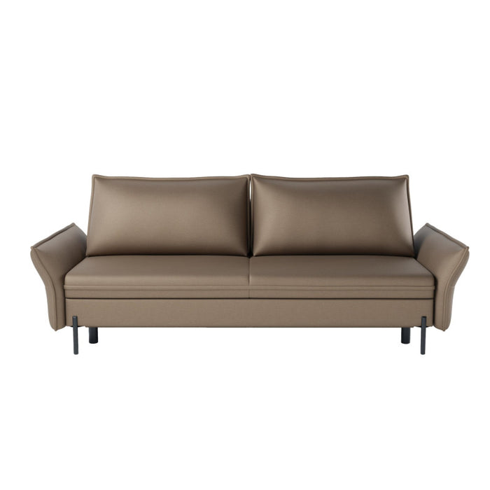 Sofa NEXO z funkcją spania DL oraz pojemnikiem na czarnych metalowych nóżkach