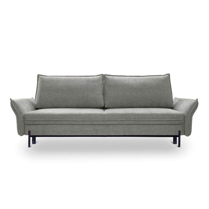 Sofa NEXO z funkcją spania DL oraz pojemnikiem na czarnych metalowych nóżkach