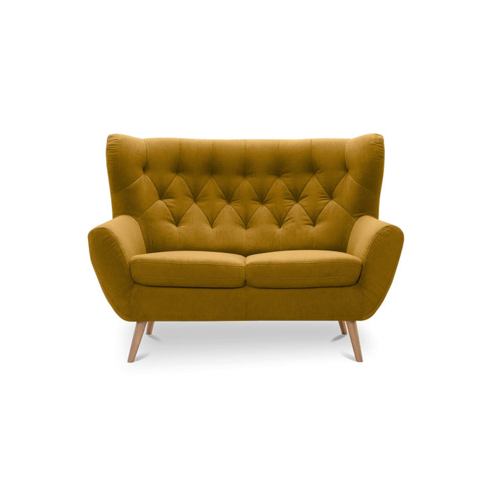 Sofa VOSS 2-osobowa pikowana na drewnianych nóżkach