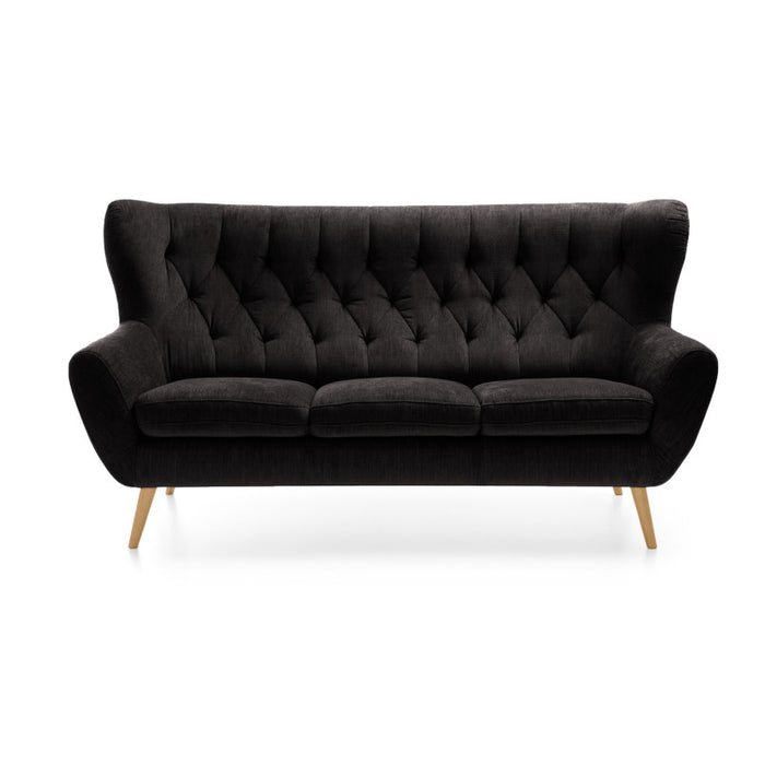 Sofa VOSS 3-osobowa pikowana na drewnianych nóżkach