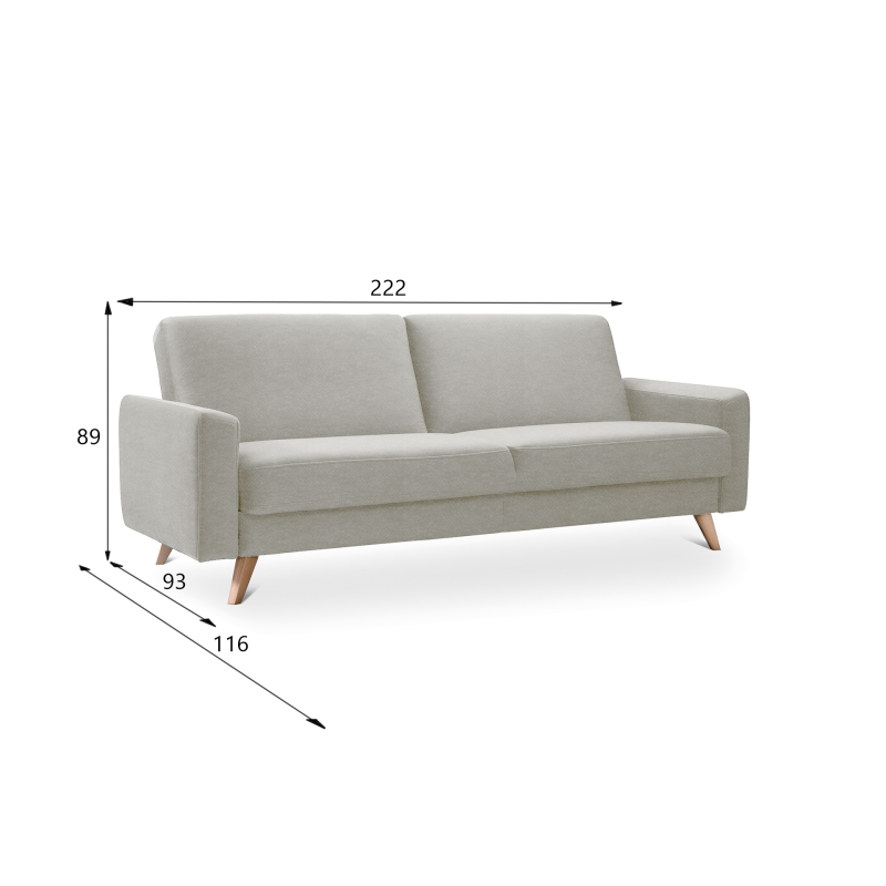 SAMSO sofa bed with storage on wooden legs