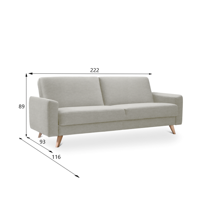 SAMSO sofa bed with storage on wooden legs