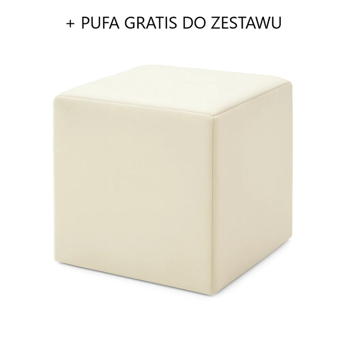 Narożnik MALPENSA rozkładany z pojemnikiem i ruchomymi zagłówkami + pufa gratis