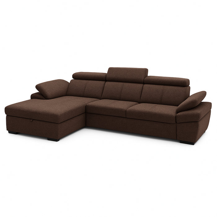 Narożnik SALERNO rozkładany z pojemnikiem i ruchomymi zagłówkami