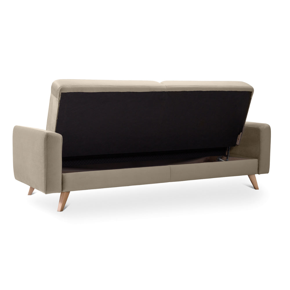 Sofa SAMSO rozkładana z pojemnikiem na wysokich nóżkach