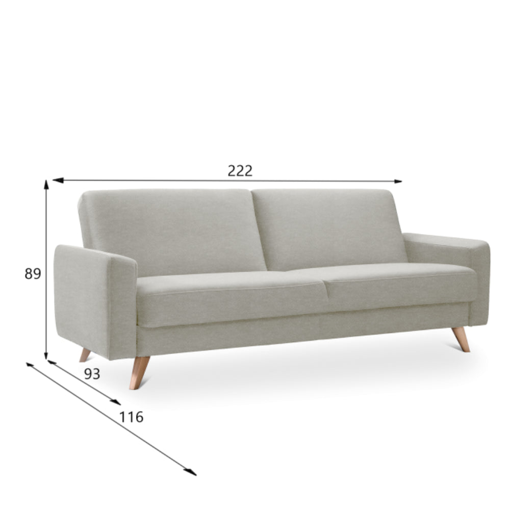 Sofa SAMSO rozkładana z pojemnikiem na wysokich nóżkach