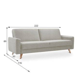 Sofa SAMSO rozkładana z pojemnikiem na wysokich nóżkach