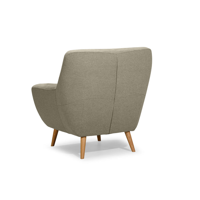 NORDI lounge armchair, quilted, on wooden legs