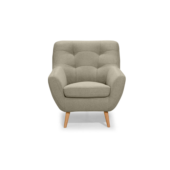 NORDI lounge armchair, quilted, on wooden legs