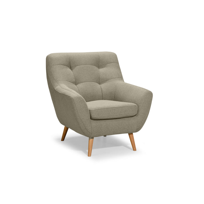 NORDI lounge armchair, quilted, on wooden legs