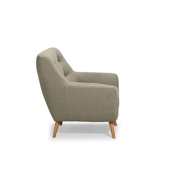 NORDI lounge armchair, quilted, on wooden legs