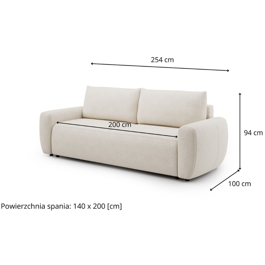 Sofa SHAGGY z funkcją spania i pojemnikiem