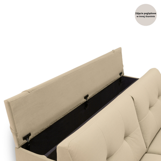 Sofa AURA 3 osobowa stelaż włoski PRO z materacem 160 cm z pojemnikiem na drewnianych nóżkach
