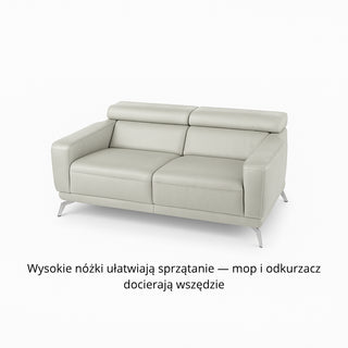 Sofa CAPELLA 2 osobowa wypoczynkowa z ruchomymi zagłówkami na metalowych nóżkach