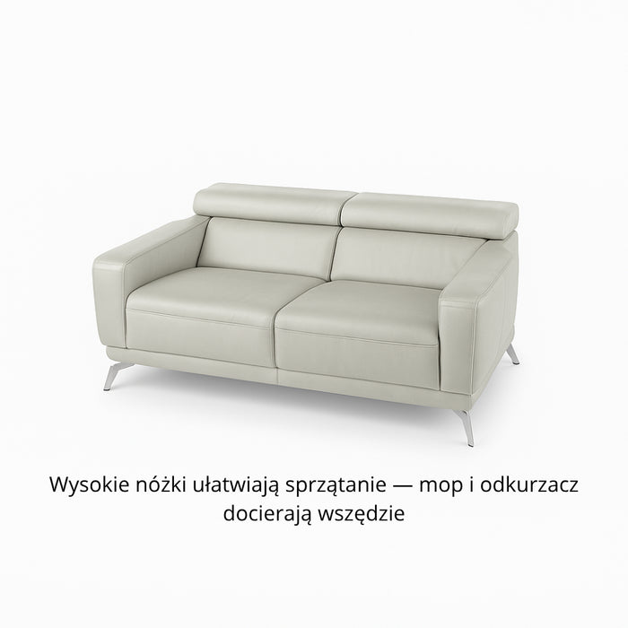 Sofa CAPELLA 2 osobowa wypoczynkowa z ruchomymi zagłówkami na metalowych nóżkach