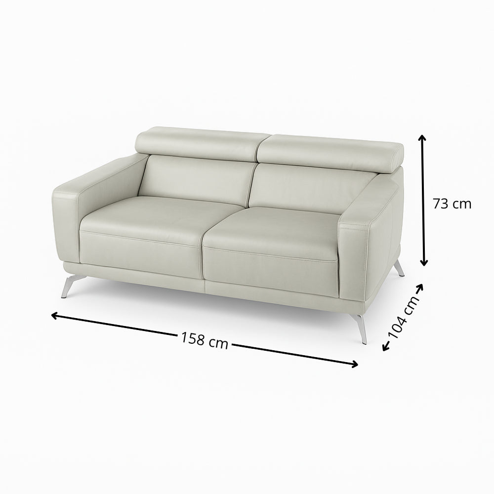 Sofa CAPELLA 2 osobowa wypoczynkowa z ruchomymi zagłówkami na metalowych nóżkach