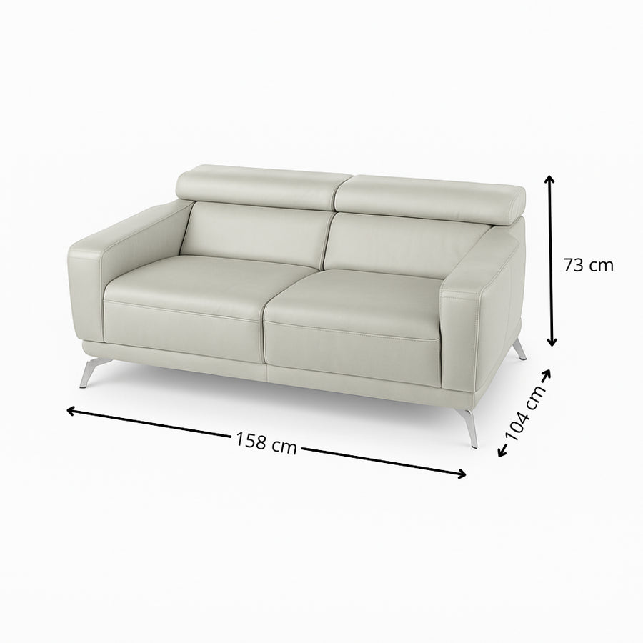 Sofa CAPELLA 2 osobowa wypoczynkowa z ruchomymi zagłówkami na metalowych nóżkach