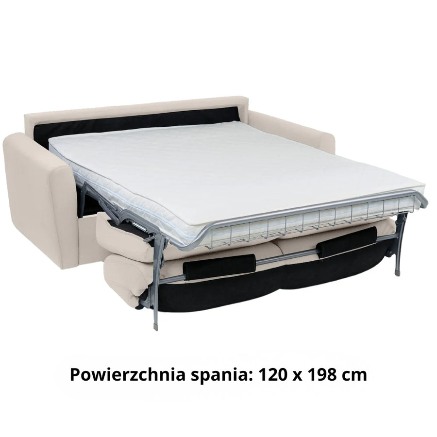Sofa DOLLY 2 osobowa z funkcją spania stelaż włoski z materacem 120 cm