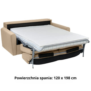 Sofa DOLLY 2 osobowa z funkcją spania stelaż włoski z materacem 120 cm i pojemnikiem