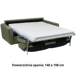 Sofa DOLLY 2,5 osobowa z funkcją spania stelaż włoski z materacem 140 cm