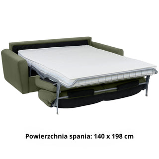 Sofa DOLLY 2,5 osobowa z funkcją spania stelaż włoski z materacem 140 cm