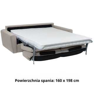 Sofa DOLLY 3 osobowa z funkcją spania stelaż włoski z materacem 160 cm