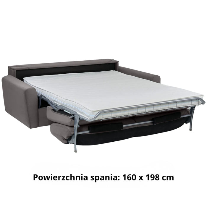 Sofa DOLLY 3 osobowa z funkcją spania stelaż włoski z materacem 160 cm i pojemnikiem