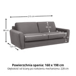 Sofa DOLLY 3 osobowa z funkcją spania stelaż włoski z materacem 160 cm i pojemnikiem