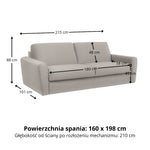 Sofa DOLLY 3 osobowa z funkcją spania stelaż włoski z materacem 160 cm